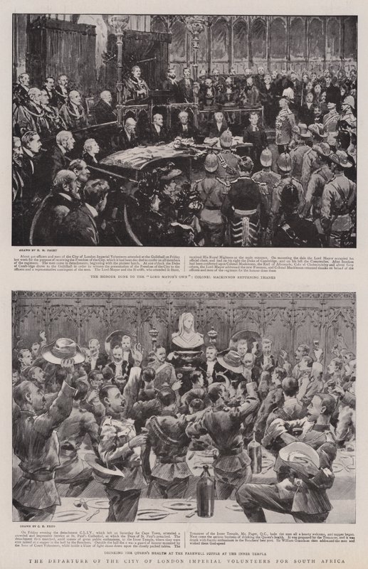 Het vertrek van de City of London Imperial Volunteers naar Zuid-Afrika door Henry Marriott Paget