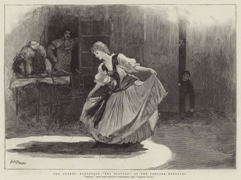 De Burleske Fra Diavolo van de Wacht in de Chelsea Barracks door Henry Marriott Paget