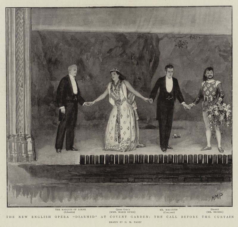 De Nieuwe Engelse Opera Diarmid in Covent Garden, de Oproep voor het Gordijn door Henry Marriott Paget