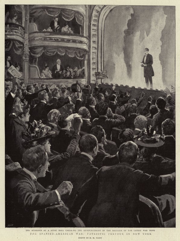De Spaans-Amerikaanse oorlog, patriottische geestdrift in New York door Henry Marriott Paget