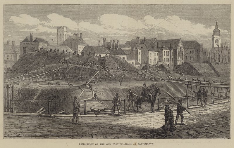 Sloop van de oude vestingwerken in Portsmouth door Henry Spernon Tozer