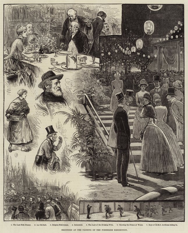 Schetsen bij de sluiting van de Visserijtentoonstelling door Henry Stephen Ludlow