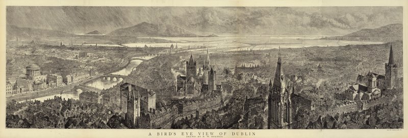 Een Vogelvlucht van Dublin door Henry William Brewer