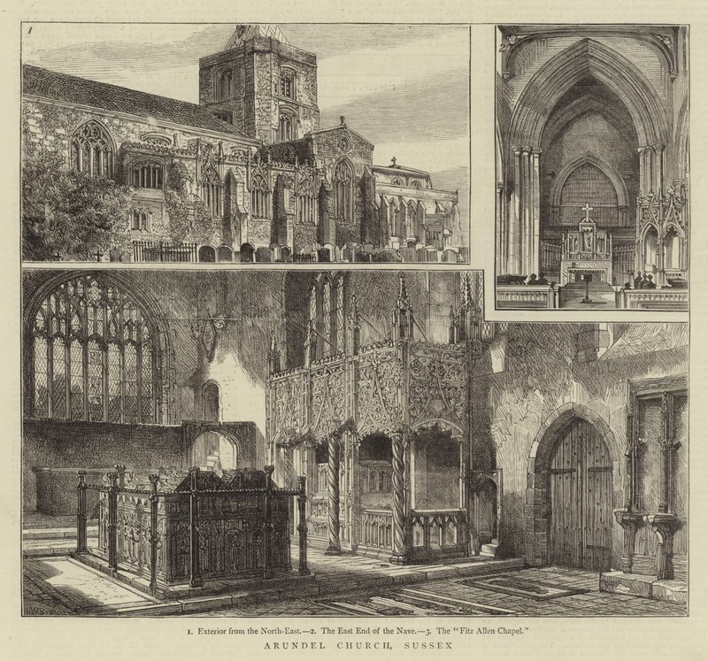 Arundel Kerk, Sussex door Henry William Brewer