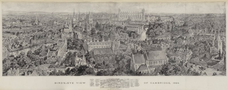 Vogelvlucht van Cambridge, 1894 door Henry William Brewer