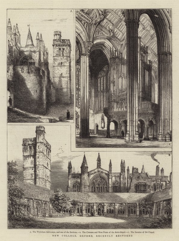 New College, Oxford, recent gerestaureerd door Henry William Brewer