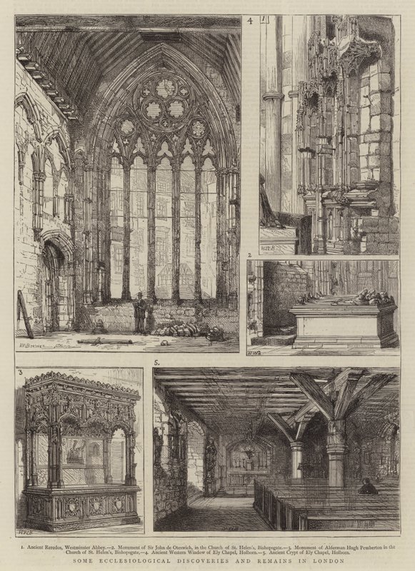 Enkele Ecclesiologische Ontdekkingen en Overblijfselen in Londen door Henry William Brewer
