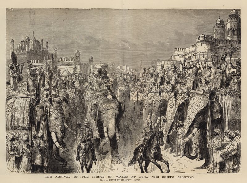 De aankomst van de Prins van Wales in Agra, de hoofden groeten door Henry William Brewer