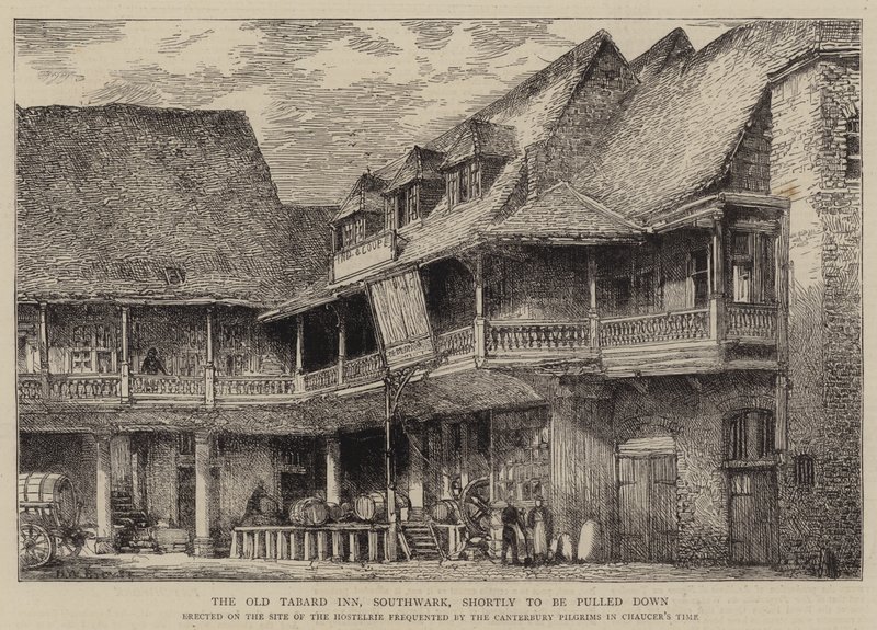 De Oude Tabard Inn, Southwark, binnenkort gesloopt door Henry William Brewer