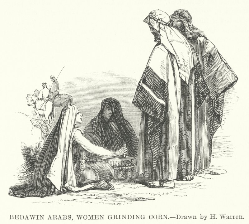 Bedoeïenen Arabieren, vrouwen die graan malen door Henry (after) Warren