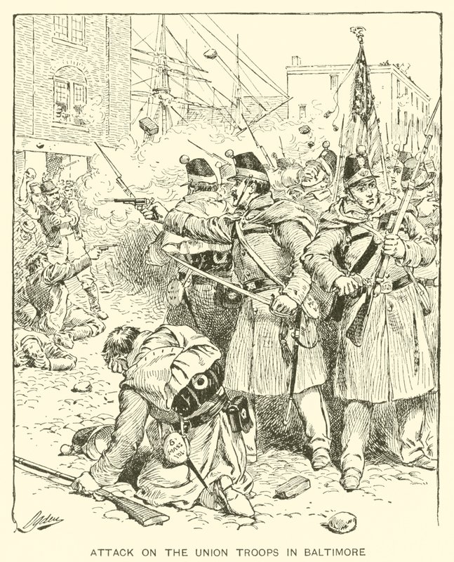 Aanval op de Union Troops in Baltimore door Henry Alexander (after) Ogden