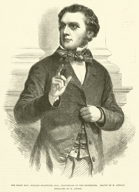 De zeer eerwaarde William Gladstone, MP, kanselier van de schatkist door Henry Anelay