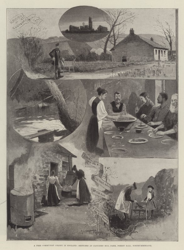 Een Vrije Communistische Kolonie in Engeland, Schetsen op Clousden Hill Farm, Forest Hall, Northumberland door Henry Charles Seppings Wright