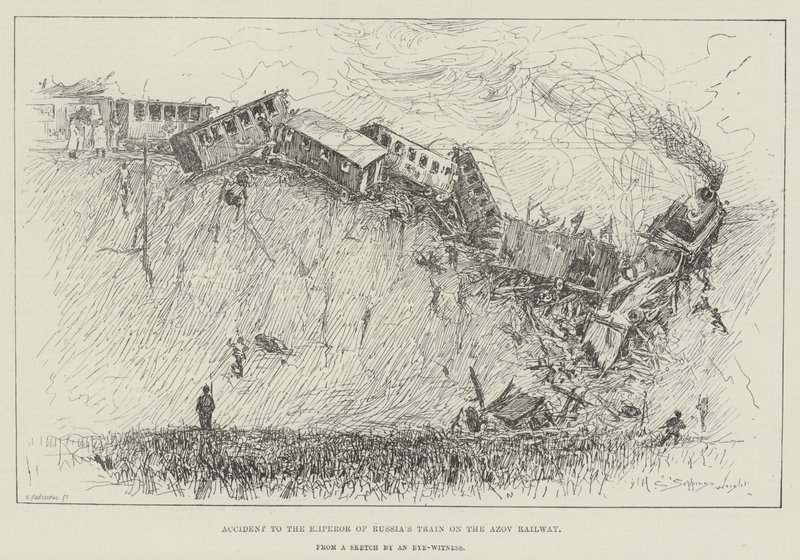 Ongeluk met de Trein van de Keizer van Rusland op de Azov Spoorweg door Henry Charles Seppings Wright