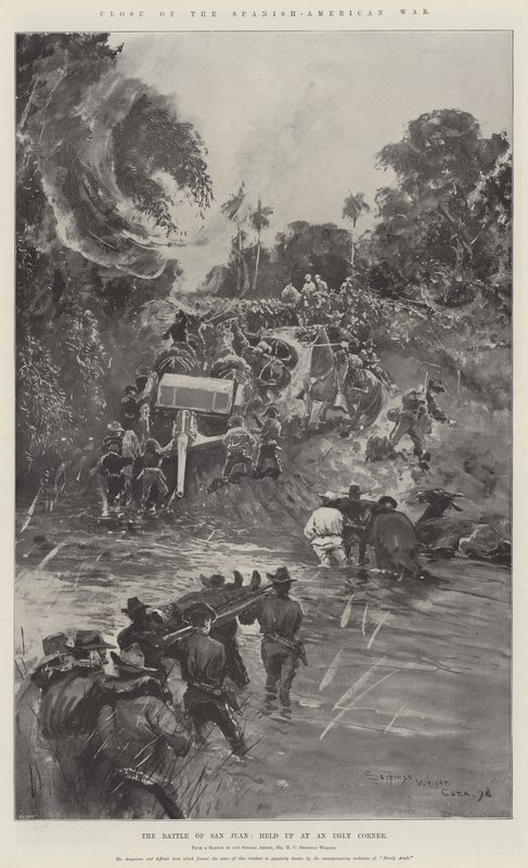 Einde van de Spaans-Amerikaanse Oorlog, de Slag bij San Juan, opgehouden bij een Lelijke Hoek door Henry Charles Seppings Wright