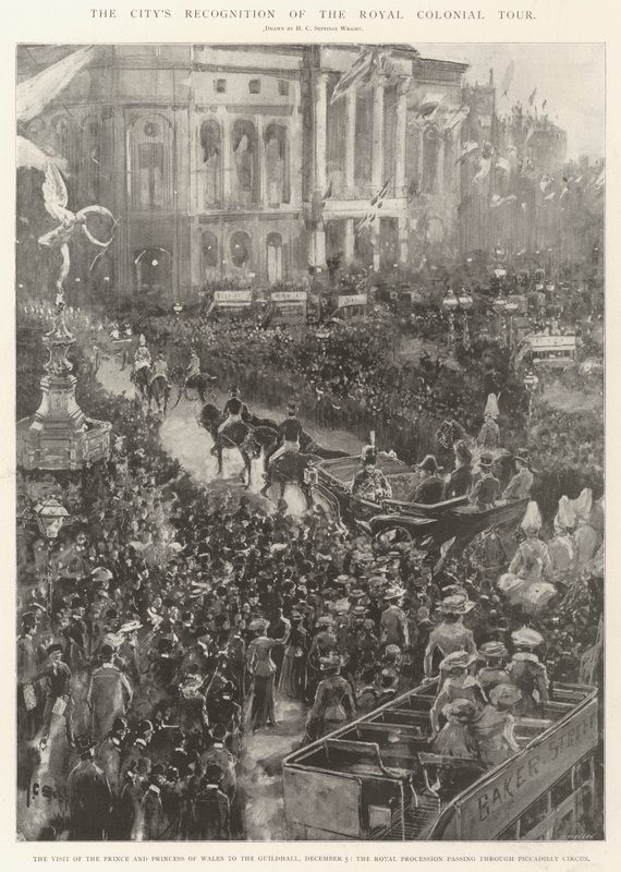 De erkenning van de stad voor de koninklijke koloniale tour door Henry Charles Seppings Wright