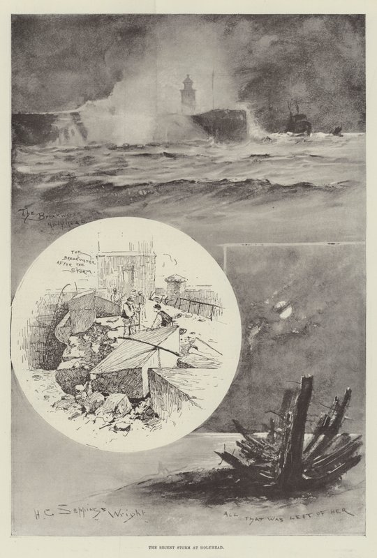 De recente storm bij Holyhead door Henry Charles Seppings Wright