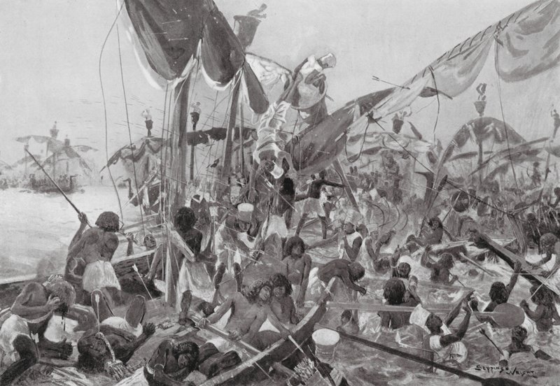 De zeeslag bij Pelusium door Henry Charles Seppings Wright