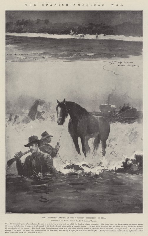 De Spaans-Amerikaanse Oorlog, de Poging tot Landing van de Gussie Expeditie in Cuba door Henry Charles Seppings Wright