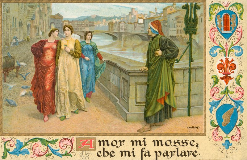 Italiaanse dichter Dante Alighieri en Beatrice Portinari door Henry Holiday