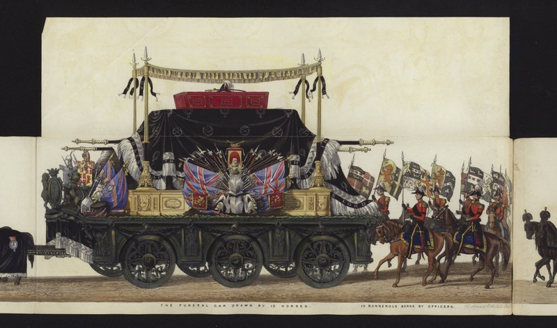 Deel van het panoramische uitzicht op de volledige begrafenisstoet van Arthur, hertog van Wellington door Henry Jr and Sala Alken