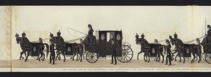 Deel van het panoramische uitzicht op de volledige begrafenisstoet van Arthur, hertog van Wellington door Henry Jr and Sala Alken