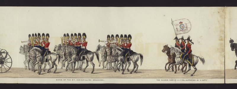 Deel van het panoramische uitzicht op de volledige begrafenisstoet van Arthur, hertog van Wellington door Henry Jr and Sala Alken