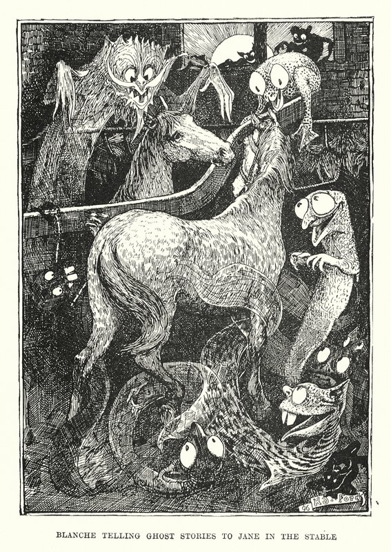 Blanche vertelt spookverhalen aan Jane in de stal door Henry Justice Ford