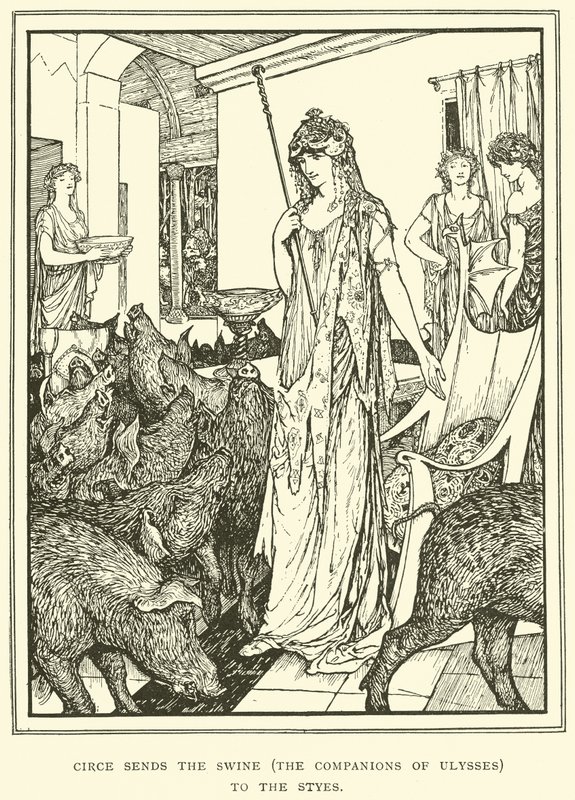 Circe stuurt de Varkens (De Metgezellen van Ulysses) naar de Hokken door Henry Justice Ford