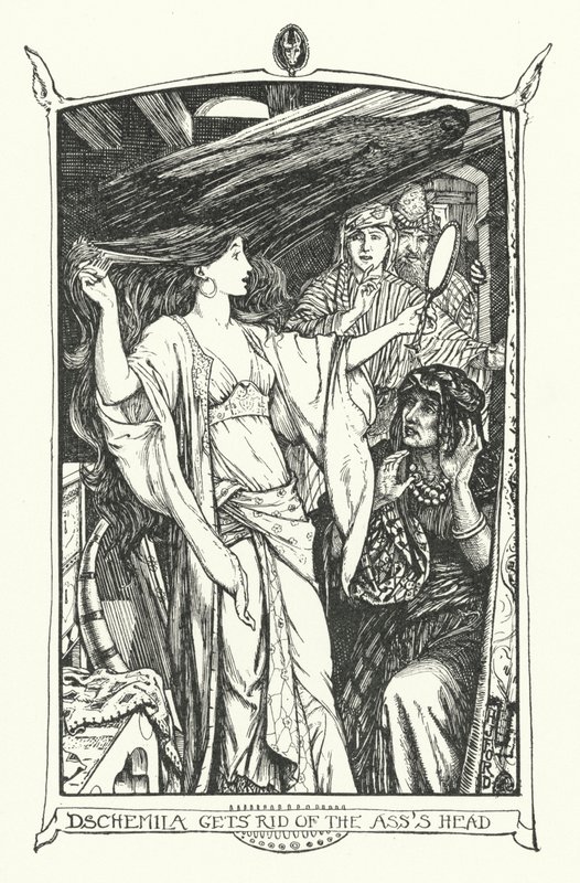 Dschemila raakt het ezelskop kwijt (gravure) door Henry Justice Ford