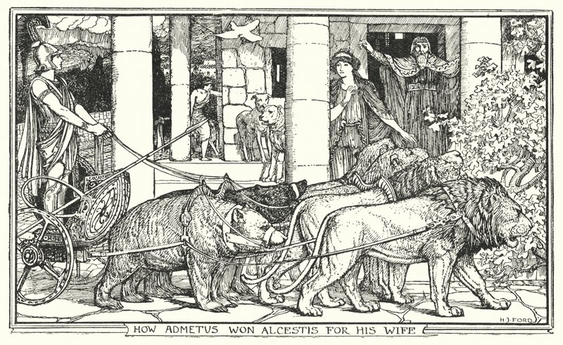 Hoe Admetus Alcestis voor zijn vrouw won door Henry Justice Ford