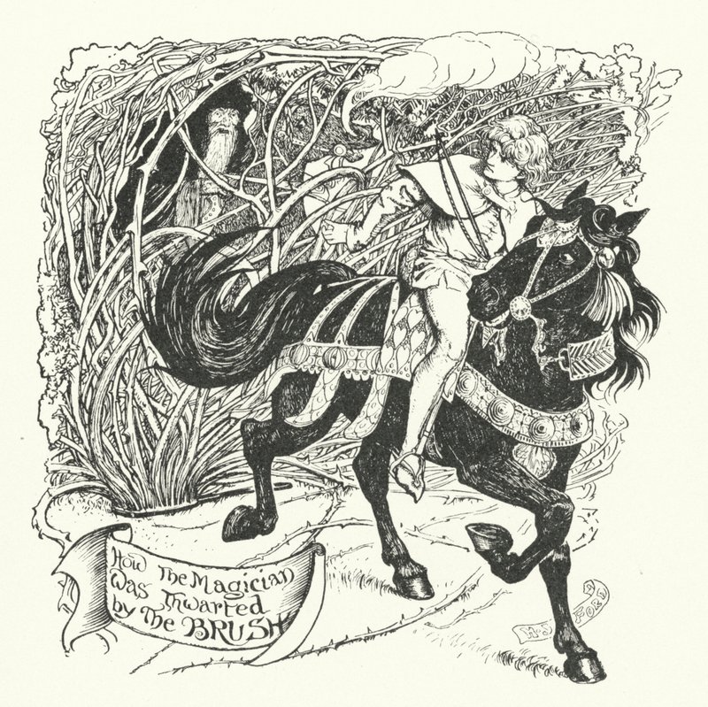 Hoe de Tovenaar Werd Verijdeld door de Borstel (gravure) door Henry Justice Ford