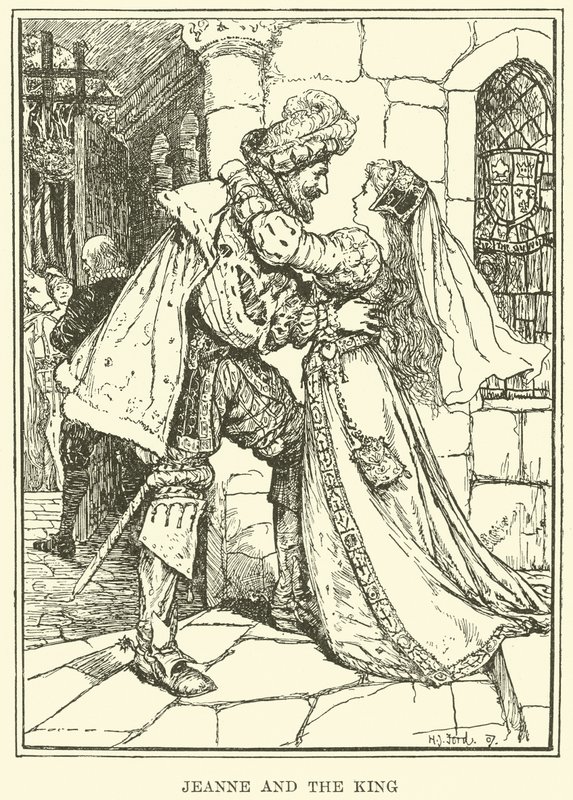 Jeanne en de Koning (gravure). door Henry Justice Ford