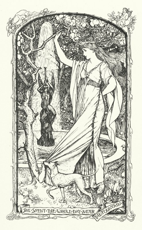 Zij Besteedde de Hele Dag bij de Fontein (gravure) door Henry Justice Ford