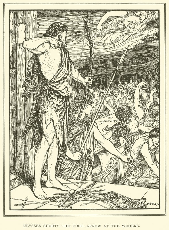Ulysses Schiet de Eerste Pijl naar de Vrijers door Henry Justice Ford