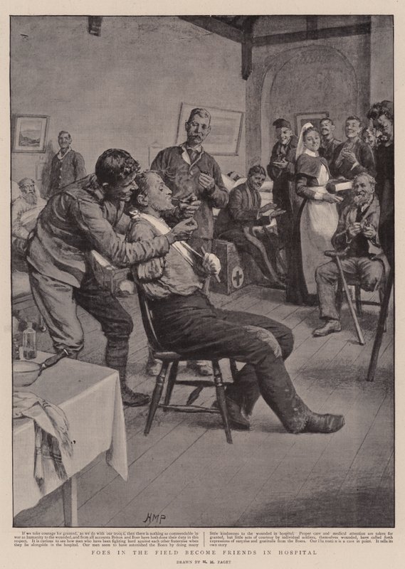 Vijanden op het veld worden vrienden in het ziekenhuis door Henry Marriott Paget