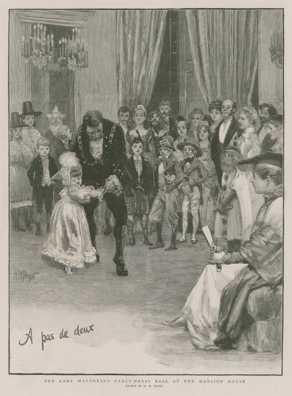 Het gemaskerd bal van de Lady Mayoress in het Mansion House door Henry Marriott Paget