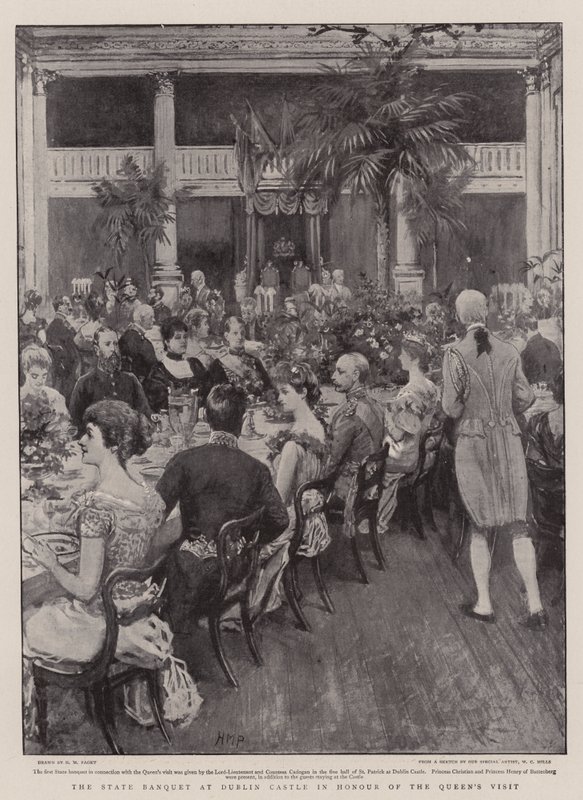 Het staatsbanket in Dublin Castle ter ere van het bezoek van de koningin door Henry Marriott Paget