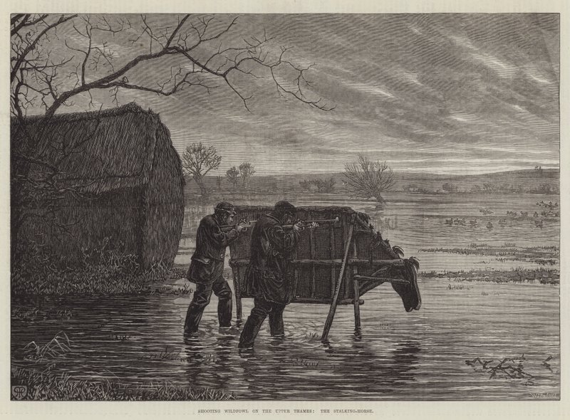 Jacht op Watervogels op de Boven-Theems, het Stalkpaard door Henry Robert Robertson