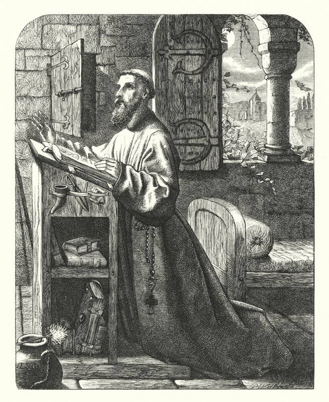 Inscriptie in een hermitage door Henry Stacey (after) Marks