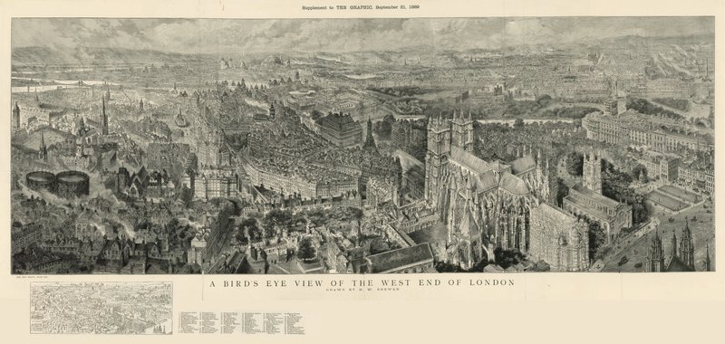 Een vogelvlucht van het westelijke einde van Londen door Henry William Brewer