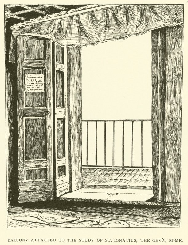 Balkon verbonden aan de studeerkamer van St. Ignatius, de Gesu, Rome door Henry William Brewer