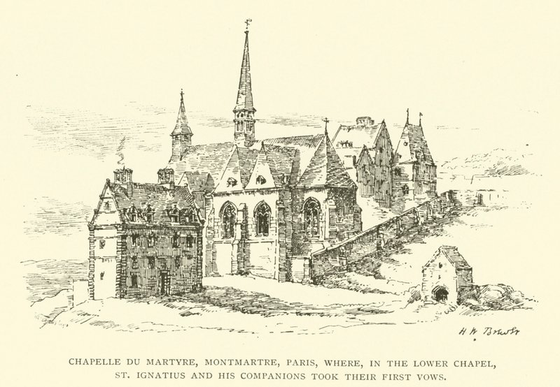Chapelle du Martyre, Montmartre, Parijs, waar St. Ignatius en zijn metgezellen hun eerste geloften aflegden (gravure) door Henry William Brewer