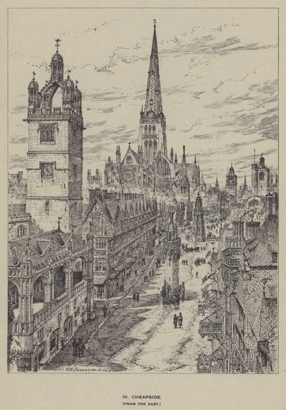 Cheapside, vanaf het Oosten door Henry William Brewer
