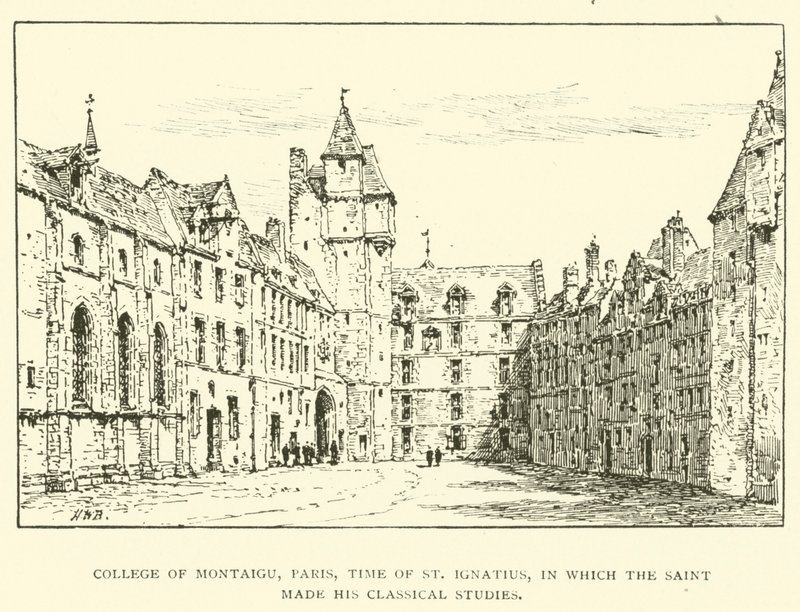 College van Montaigu, Parijs, tijd van St Ignatius, waar de heilige zijn klassieke studies deed door Henry William Brewer