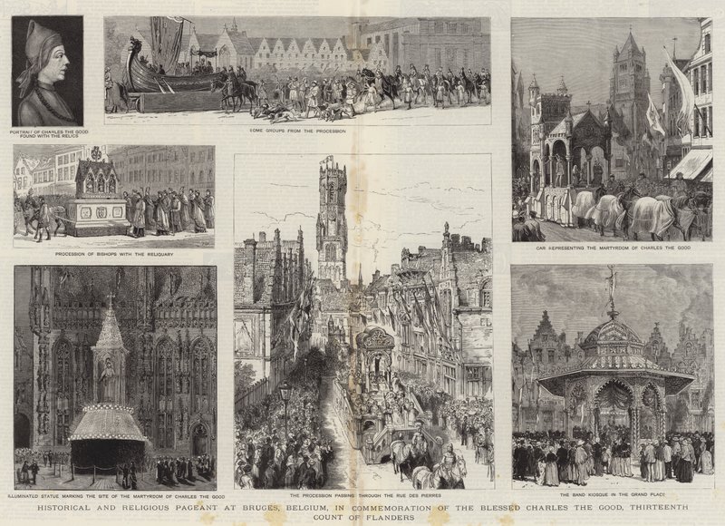 Historische en Religieuze Optocht in Brugge, België, ter Herdenking van de Zalige Karel de Goede, Dertiende Graaf van Vlaanderen door Henry William Brewer