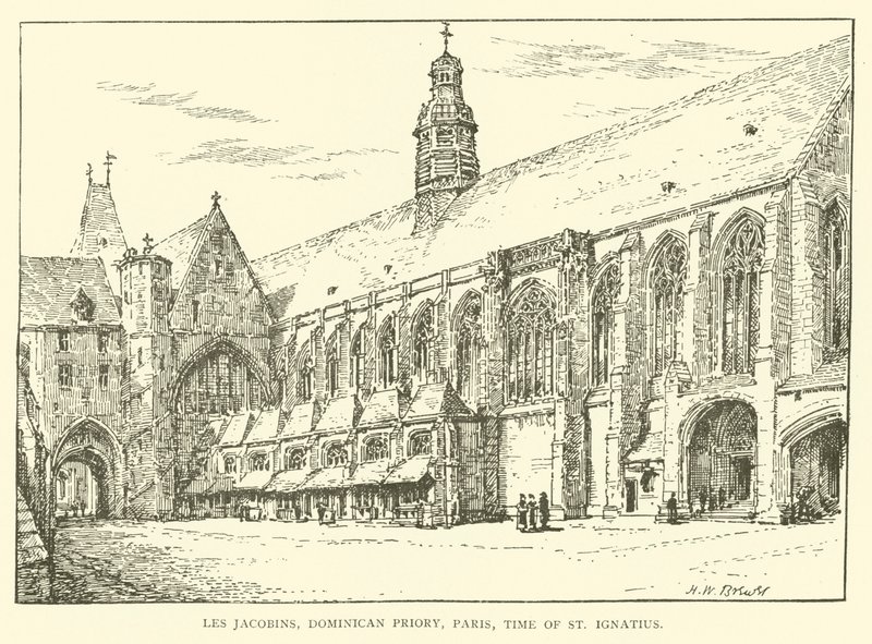 Les Jacobins, Dominicaner Priorij, Parijs, tijd van St. Ignatius (gravure) door Henry William Brewer