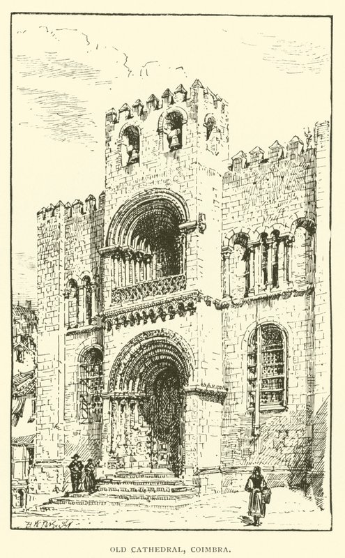 Oude Kathedraal, Coimbra (gravure) door Henry William Brewer