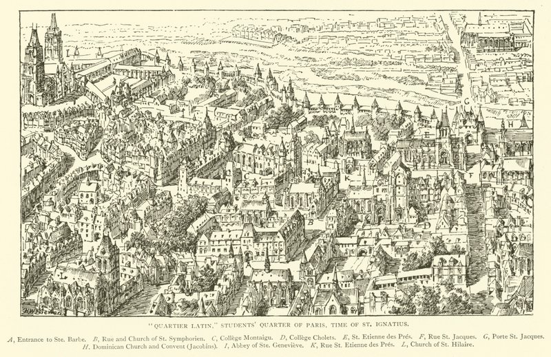"Quartier Latin," Studentenwijk van Parijs, tijd van St Ignatius door Henry William Brewer