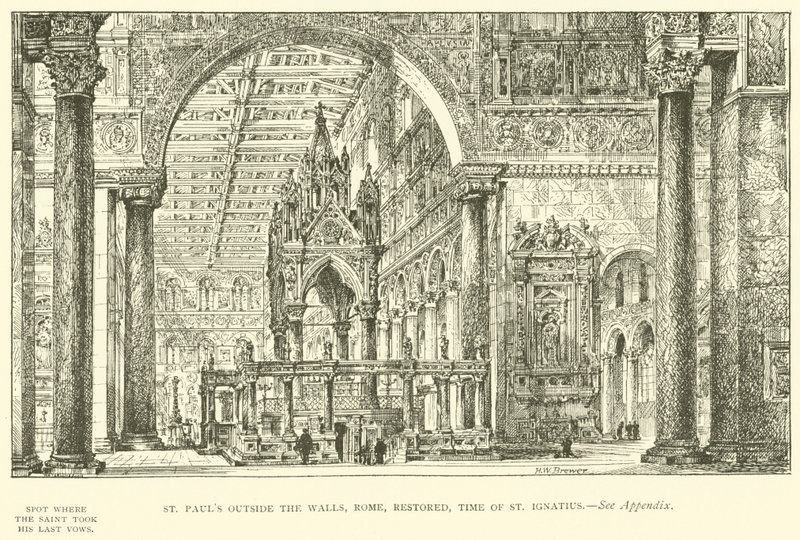 St Paulus buiten de Muren, Rome, gerestaureerd, tijd van St Ignatius door Henry William Brewer